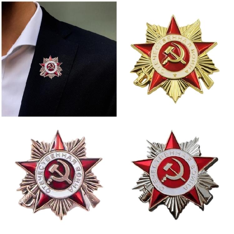 Eleganti e Autentici Design di Spille con Medaglie Sovietiche dell'Ordine della Guerra Patriottica per Feste a Tema e Regali Unici