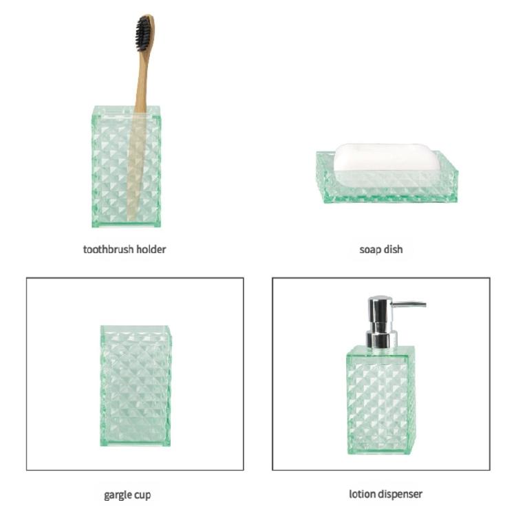 Pack of 4 Modern Diamonds Grids Bathroom Organizers Set Plastic Containers for Countertop Bathtubs Storage Easy to Wipe
