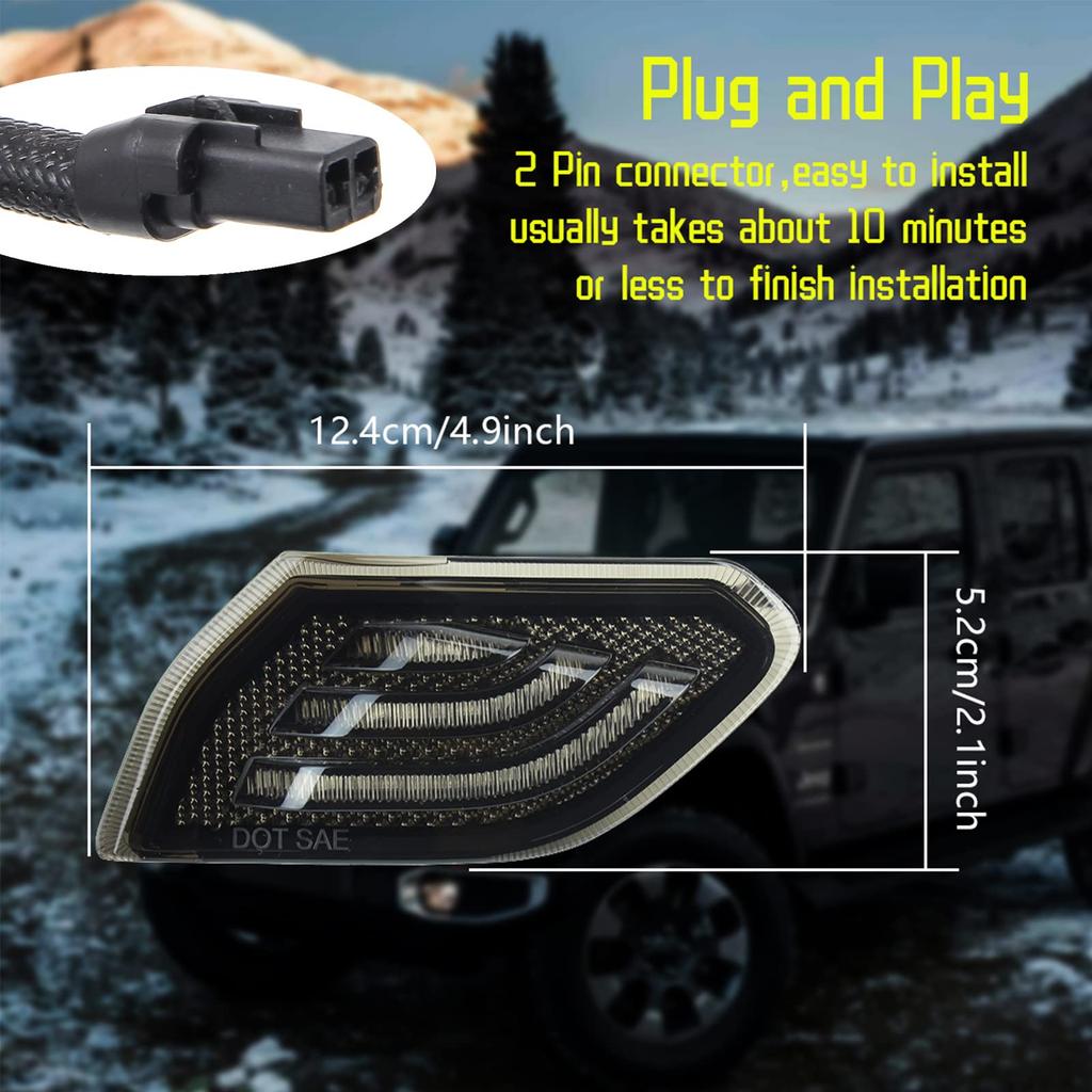 KMFCDAE LEDowe światło obrysowe błotnika przedniego kierunkowskaz dla Jeepa 2018-2022 Wrangler