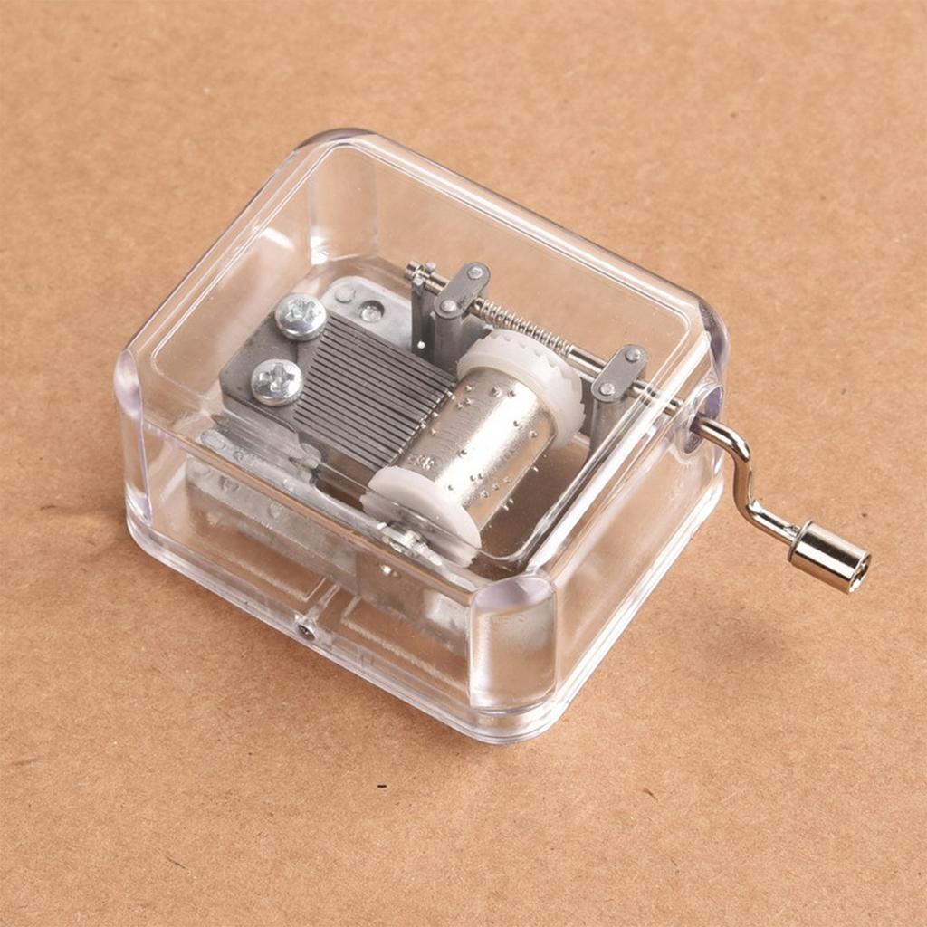 18 νότες Clear Acrylic Music Box Hand Crank DIY Mechanical Music Box Κλασικά μουσικά στολίδια DIY