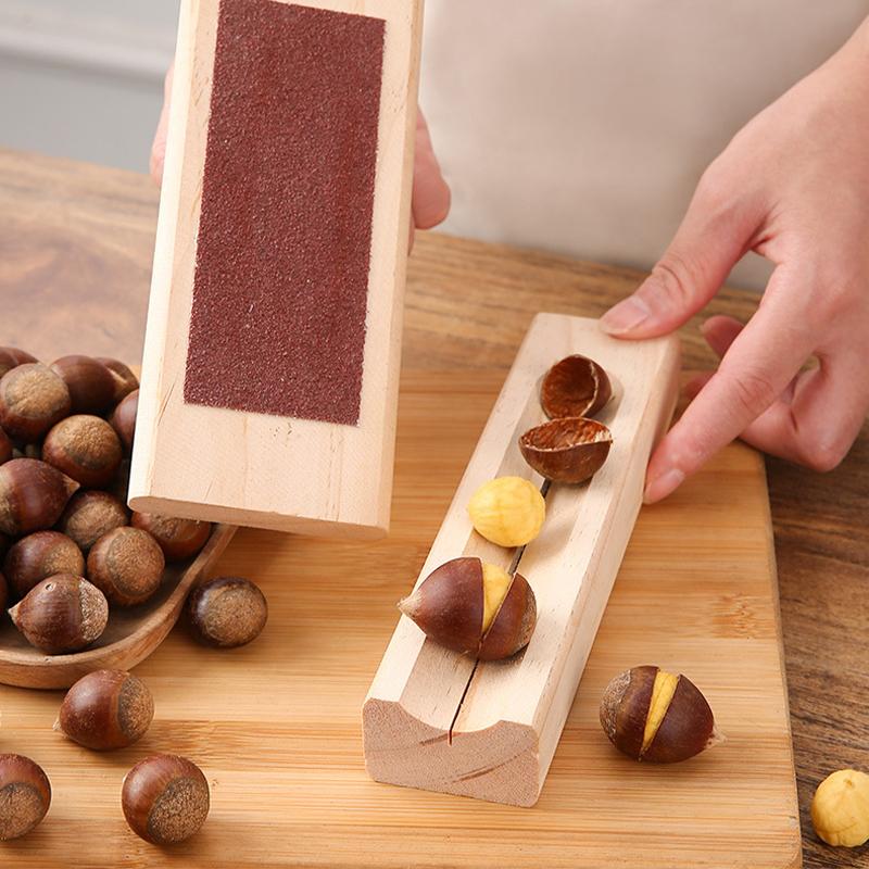 1pair Manual Chestnut Opener Wooden Chestnut Clip for Easy Peeling Walnuts and Lotus Durable Ergonomic Design Grip Kitchen Tool