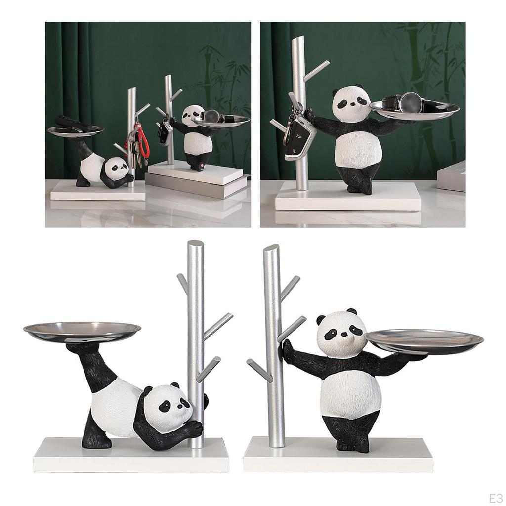 Adorable Panda Resin Figurine Organizer Tray for Home Office Decor