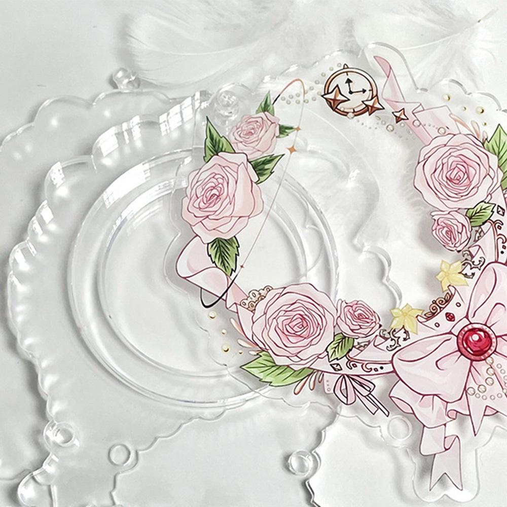 Simple 58/75MM Badge Photo Frame Acrylic Romantic Rose Photo Frame New Desktop Decoration Ornaments Badge Storage Display Stand