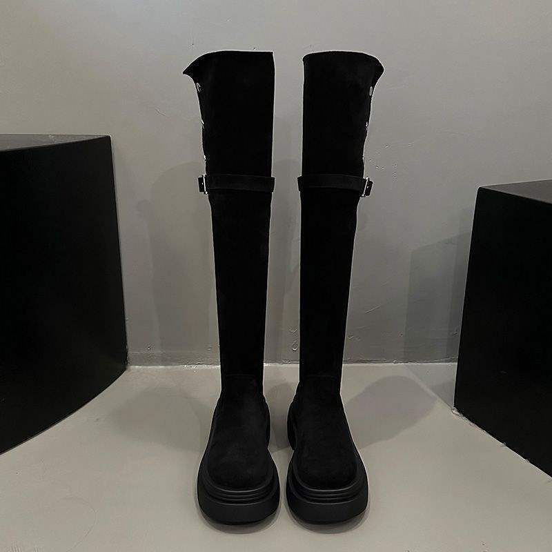 Knee boots Children's boots 2025 new autumn and winter two wear folded small thick-soled elastic high knight boots