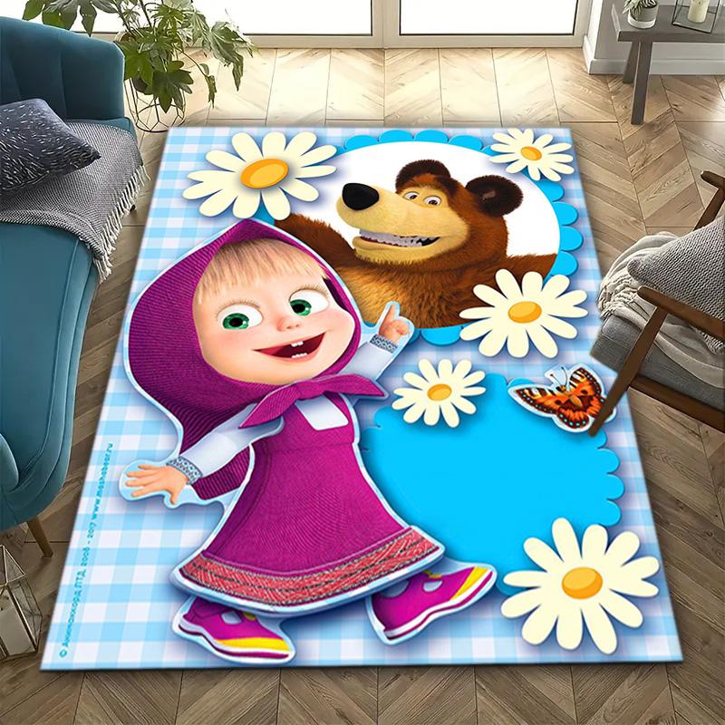 Russian animation Masha and the Bear Fairy Tale Cartoon Carpet Soft Home Living Room Bedroom Door Mat Outdoor Picnic Ground Mat rug T1
