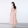 JOY SPEAKER Elegant Square Neck Backless Mid-length Dress