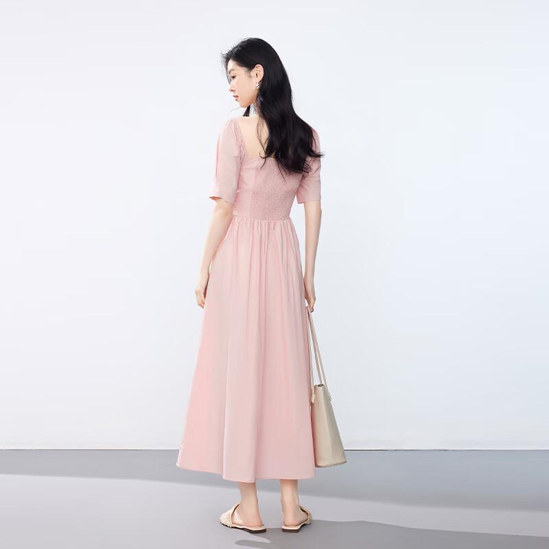 JOY SPEAKER Elegant Square Neck Backless Mid-length Dress
