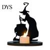 Halloween Decoration Witch Ornament Scary Old Desktop Wooden Party Decorations Candle Holder Gift Witch-themed Decor