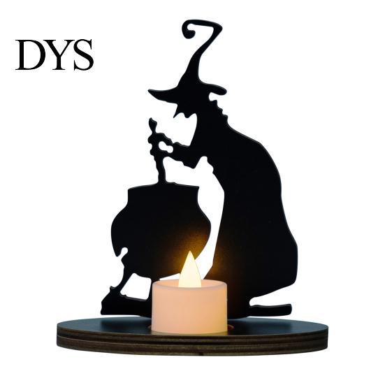 Halloween Decoration Witch Ornament Scary Old Desktop Wooden Party Decorations Candle Holder Gift Witch-themed Decor