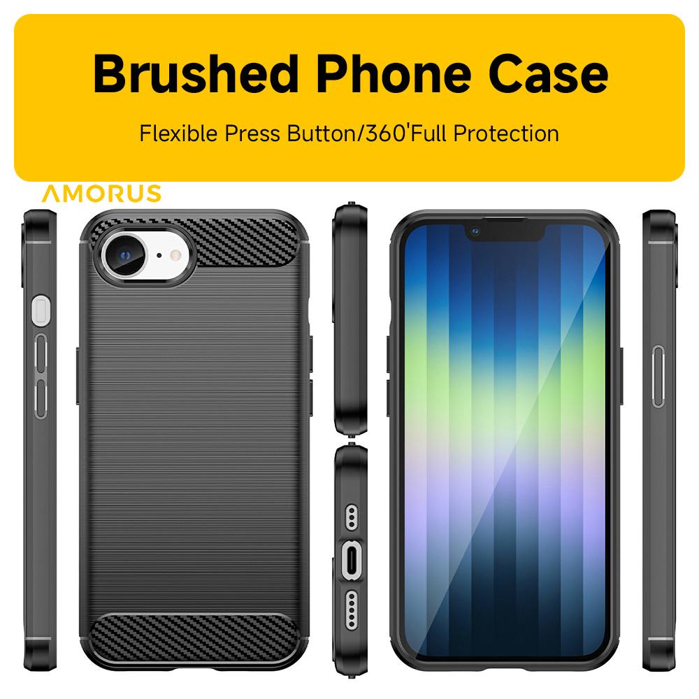 For iPhone 16e Case Carbon Fiber Texture Brushed Protective Phone Cover