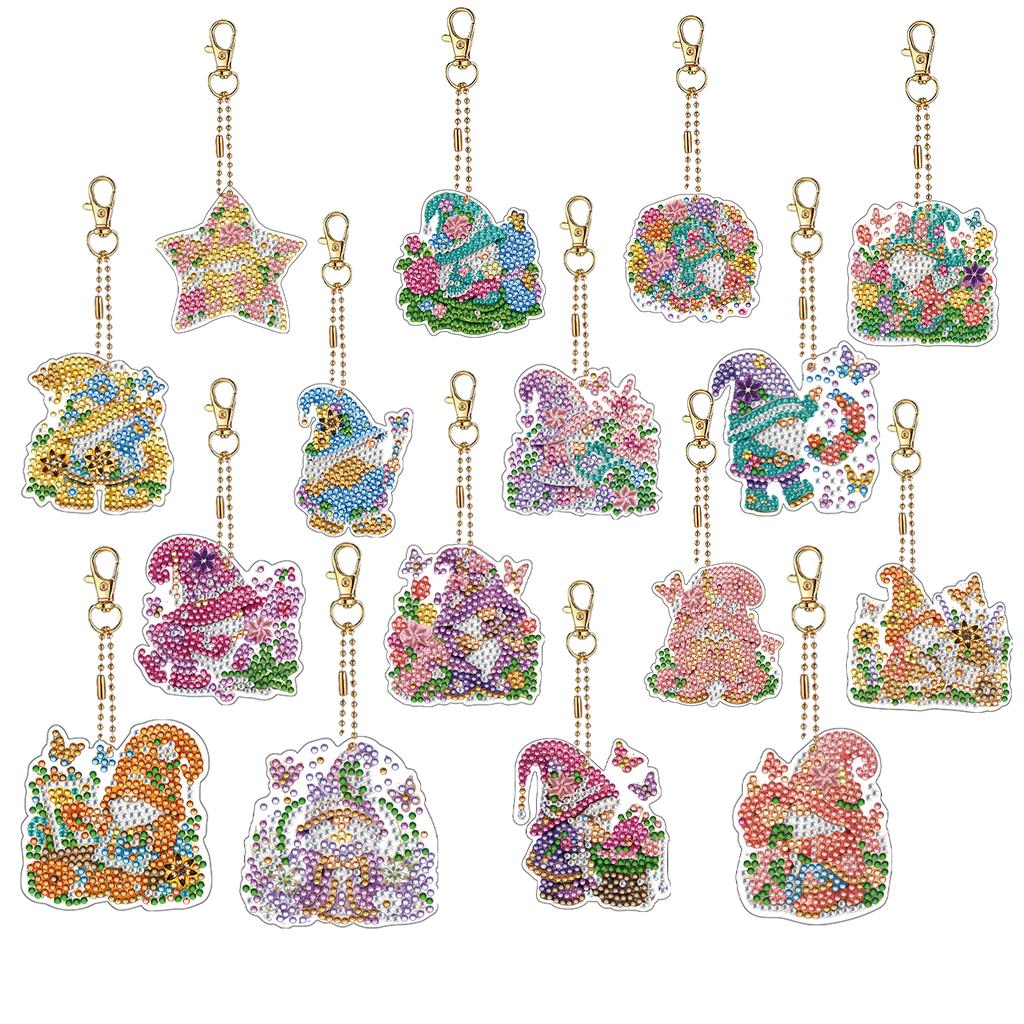 DIY Diamond Painting Keychain Crystal Rhinestone Kit Single Side Full Drill Gem Art Crafts Point Drill Pen Gift Set
