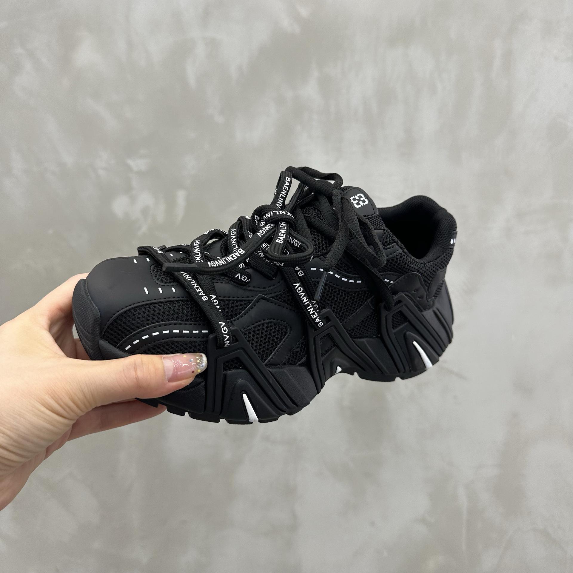 

Paris old magazine~ Angola red platform strap silver-white mesh heightened platform sports casual shoes dad shoes 40 чёрный