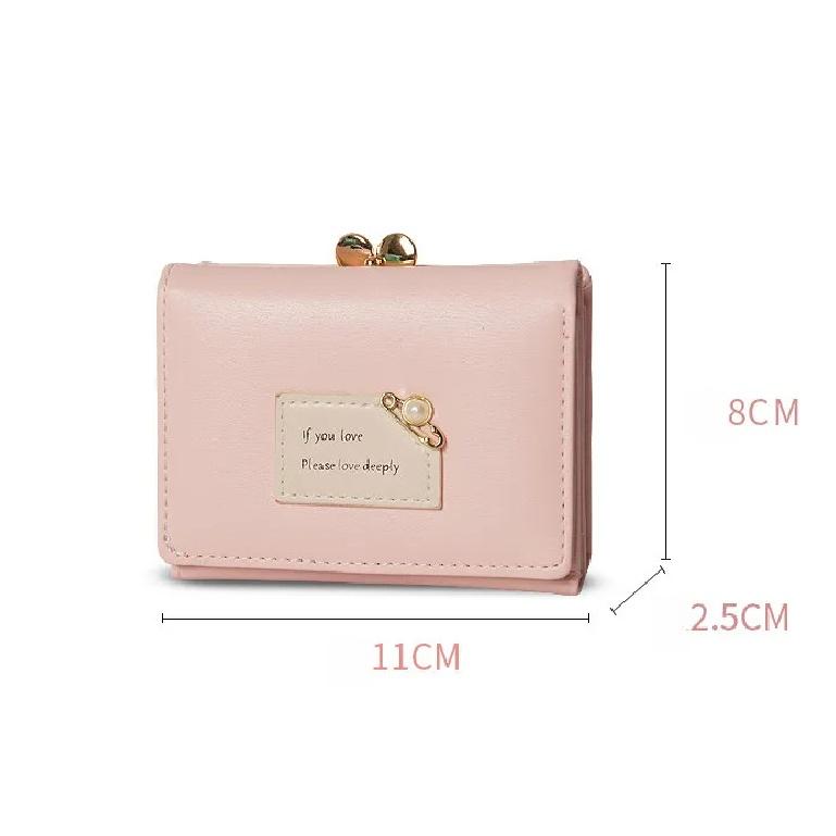 Portafogli da donna Portafogli da donna dal design corto Portamonete a tre pieghe semplice e carino Portamonete porta carte con pochette per studenti