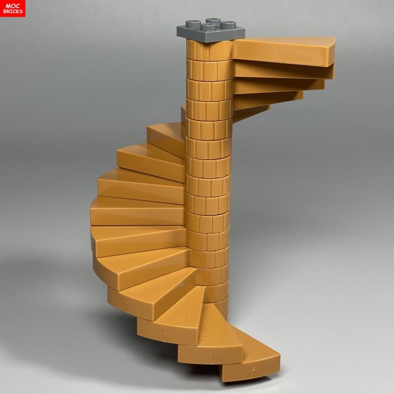 Set  MOC Bricks City Castle Stairs Spiral Step 40243 Support 1x1x5 40244 Assembles Particles Building Blocks