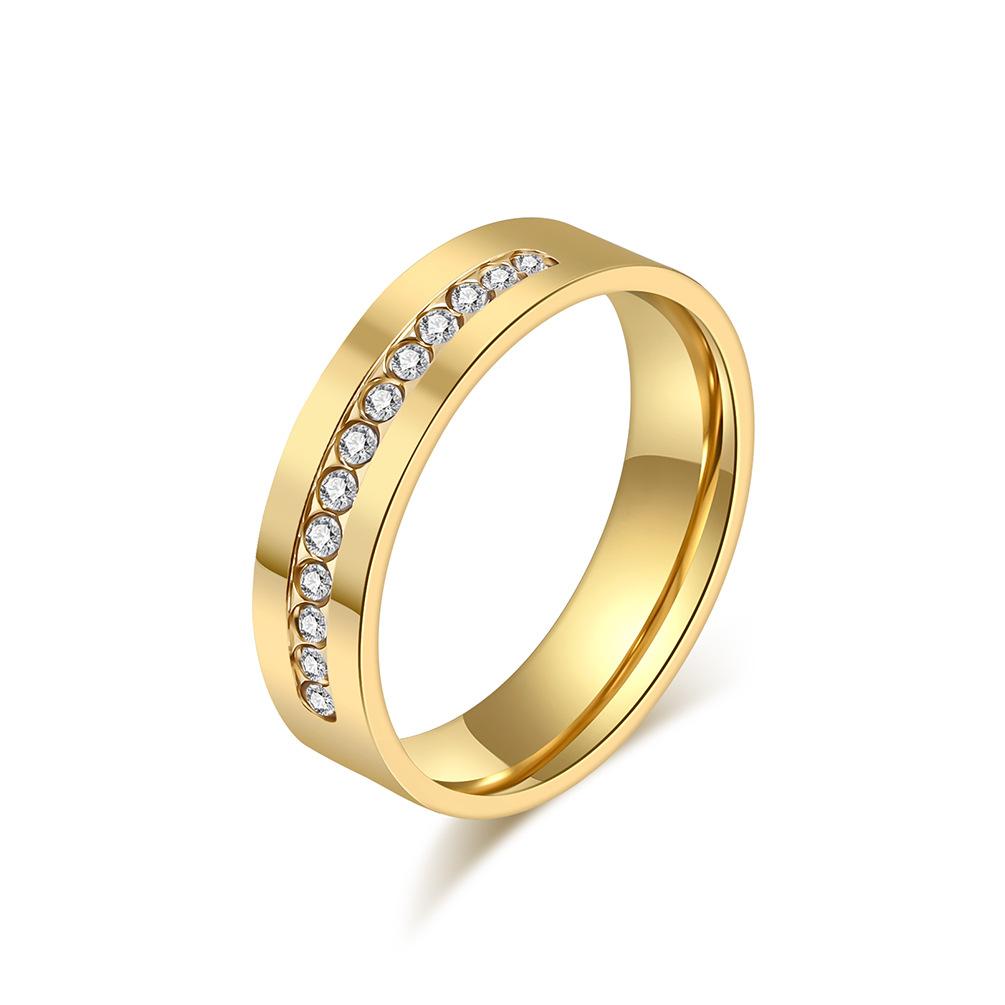 New Romantic Stainless Steel Shinny Zircon Ring for Couple Wedding Engagement Jewe
