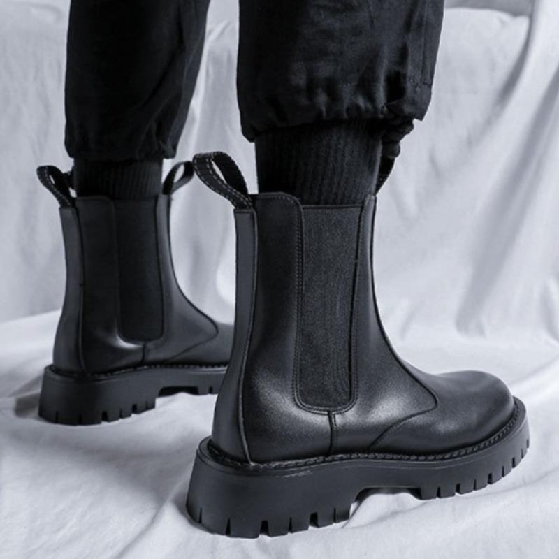 Fashion British High-end Men Boots Chelsea Boots High Top Men's Shoes Fashion Casual Interior Height Increasing Boots Botas Para Hombre