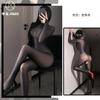 Sex underwear end-of-season ultra-thin mask material D oily and silky one-piece sexy tight black silk open socks