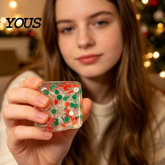 Cube Squeeze Toys Christmas Stress for Anxiety Relief, Clear Fidget Toy, Soft Stretchy Sensory Toy Party Favors Portable Relievers