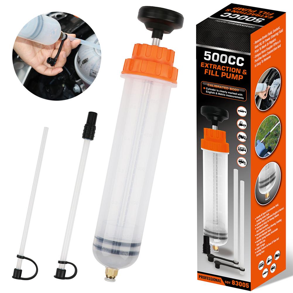 500CC Automotive Fluid Extractor Pump Efficient Vacuum Capacity Oil Inhalation Large Syringe Hose Syringes With Change Manu B3G3