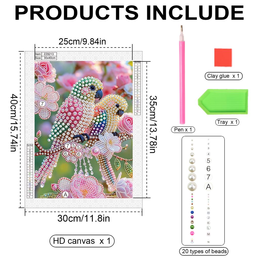 Animal Special Shaped DIY Partial Drill Pearl Gem Diamond Art Painting Kit Gift Art Craft Pearl Diamond Painting 11.81x15.75in