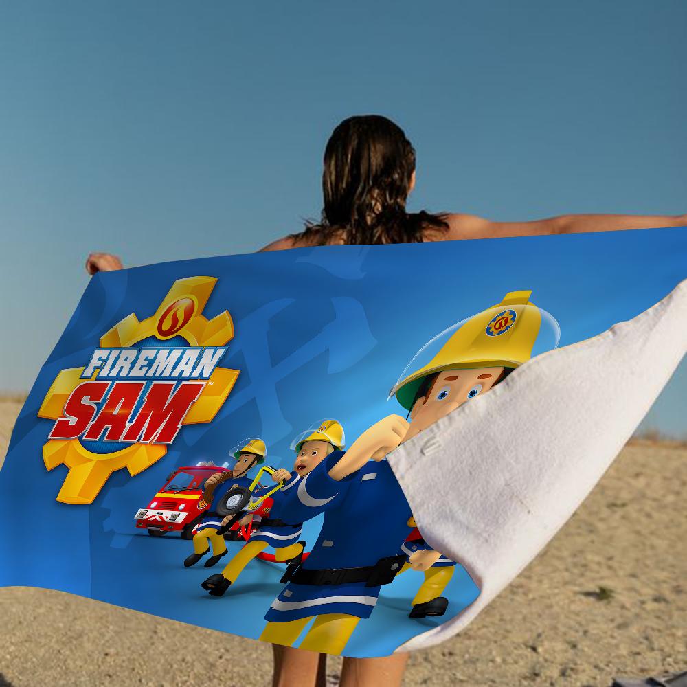 

British Animated F-Fireman Sam Beach Towel Summer Kids Large Bath Pool Beach Towel Microfiber Absorbent for Swimming Travel W40*H60(CM)