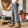 JIELEINUO Men's Loose Fit Straight-Leg Washed Jeans
