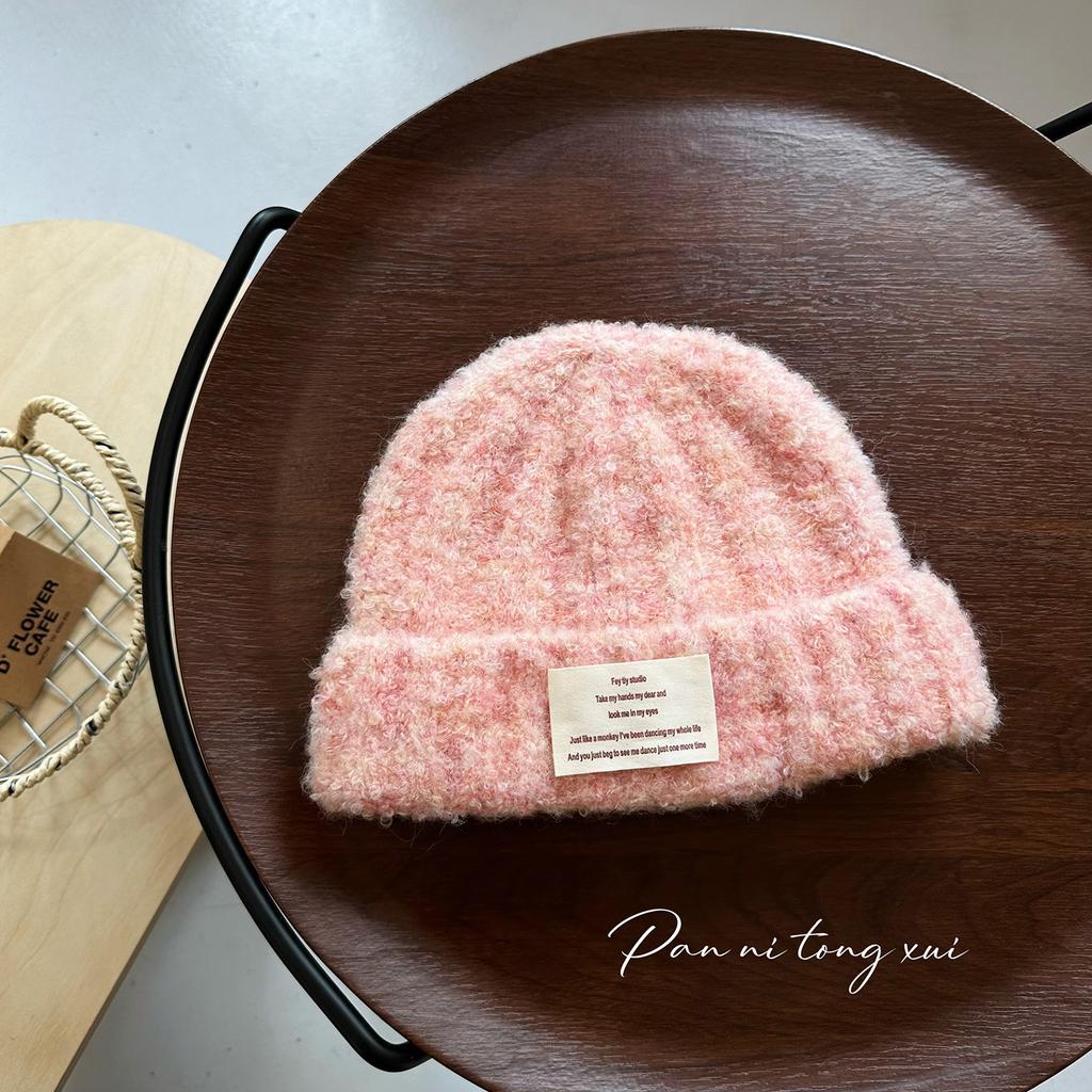 Letter Mark Circle Yarn Women's Knitted Hat Autumn and Winter New Fashion Versatile Hat Winter Warm Ear Protection Casual Woolen Hat
