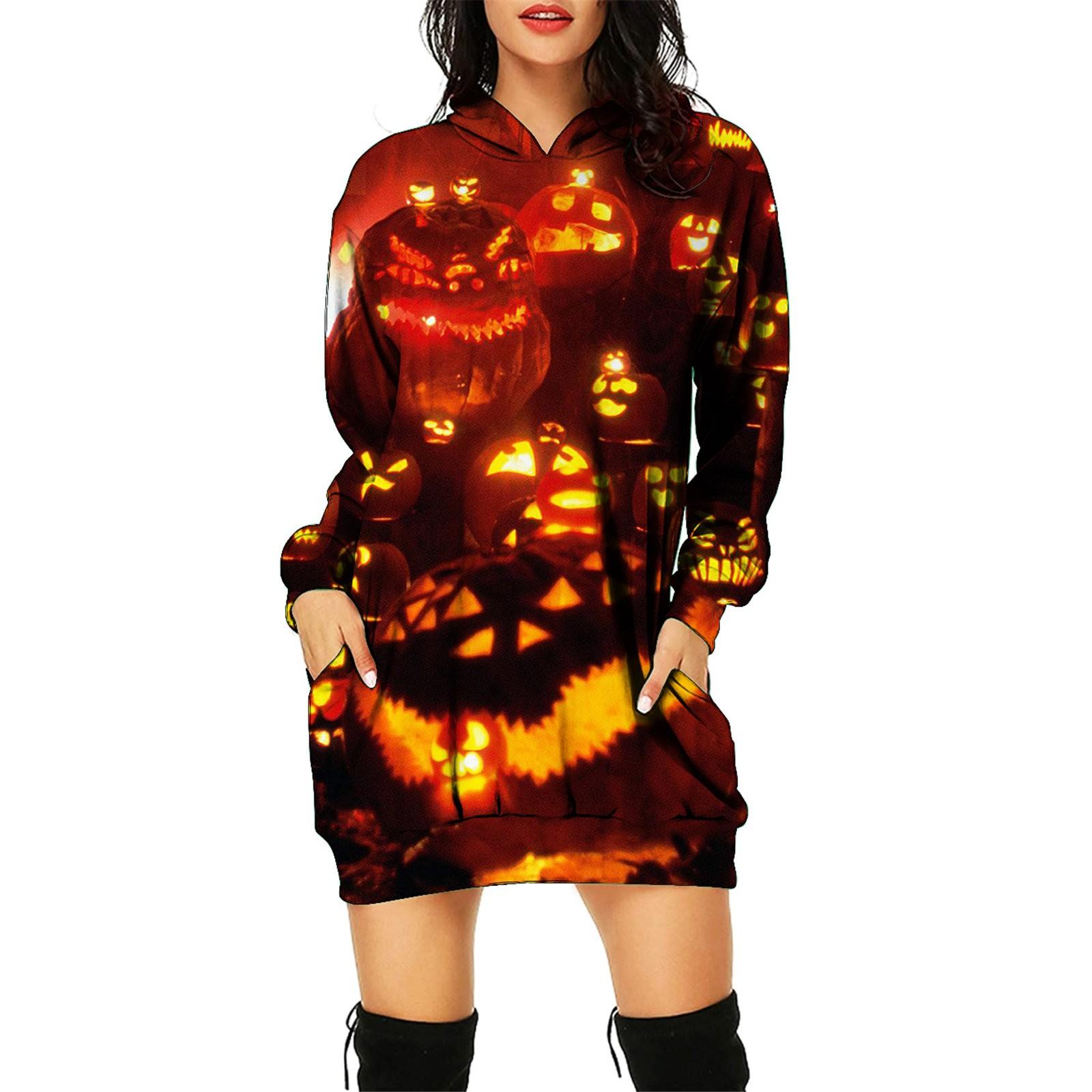 (SU)Женское осеннее и зимнее платье-толстовка с капюшоном — фото 4