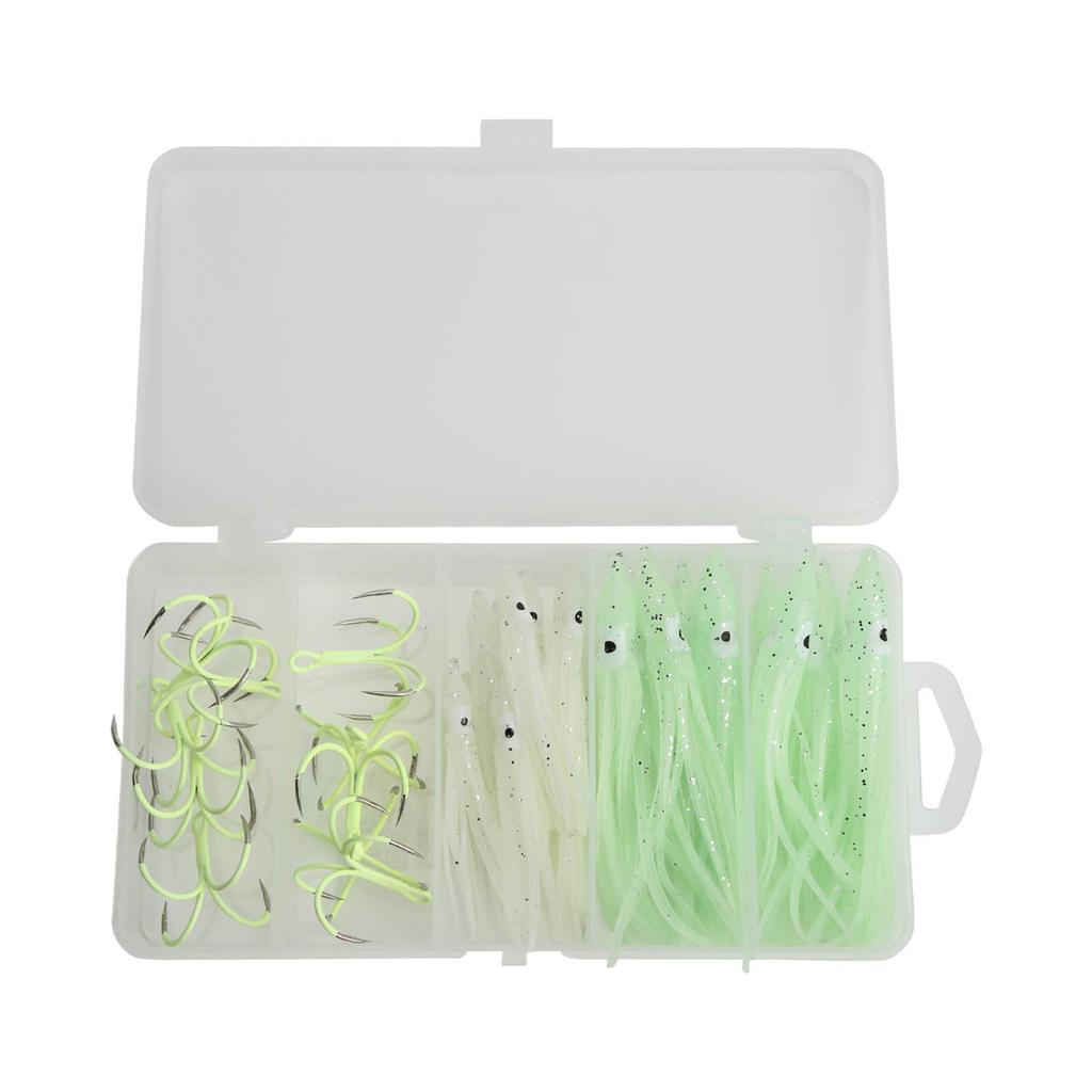 Squid Skirts Fishing Lures Glow Night Quadruple Fishing Hooks Luminous Octopus Bait Hook18# Large Hook