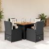 VidaXL Garden Dining Set Cushions 5pcs Black Wicker 3262766