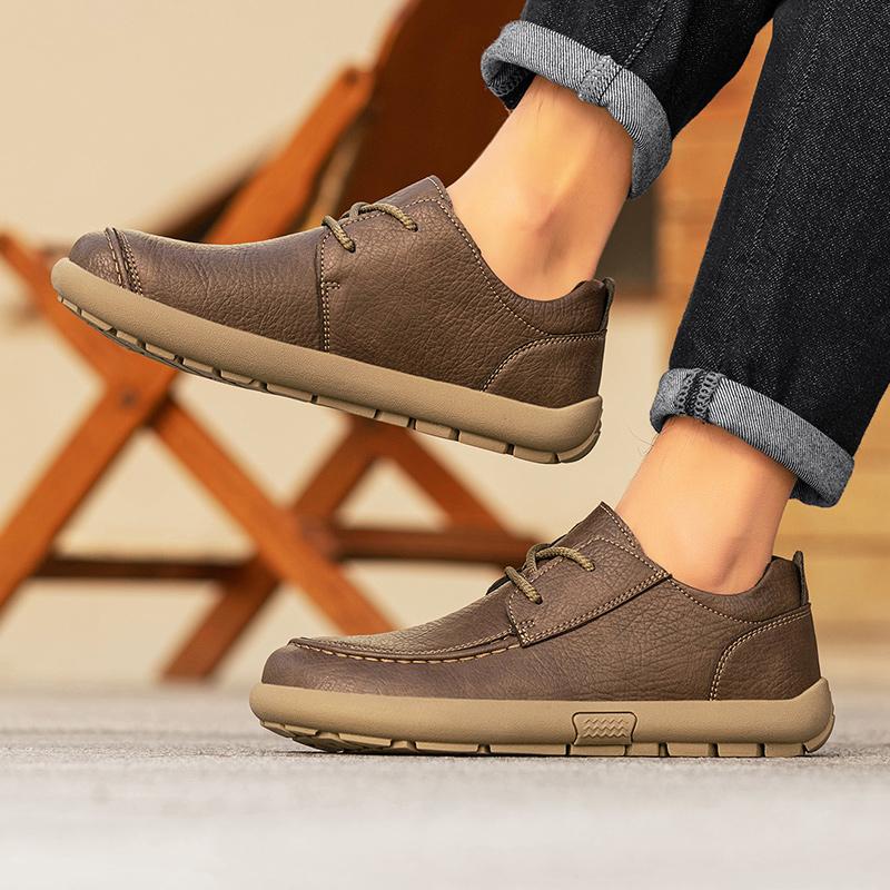Men Plus Size Retro British Style PU Leather Shoes Ankle Comfortable Foot Feel Casual Shoe Wear-resistant Outsole Walking Shoes