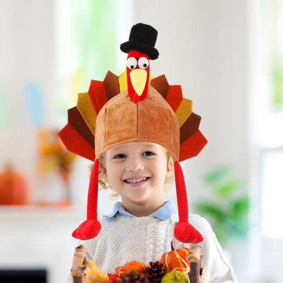 Thanksgiving Turkey Hat for Men Women Long Leg Plush Turkey Hat Funny Turkey Cosplay Costume Accessories for Thanksgiving Harvest Party Supplies