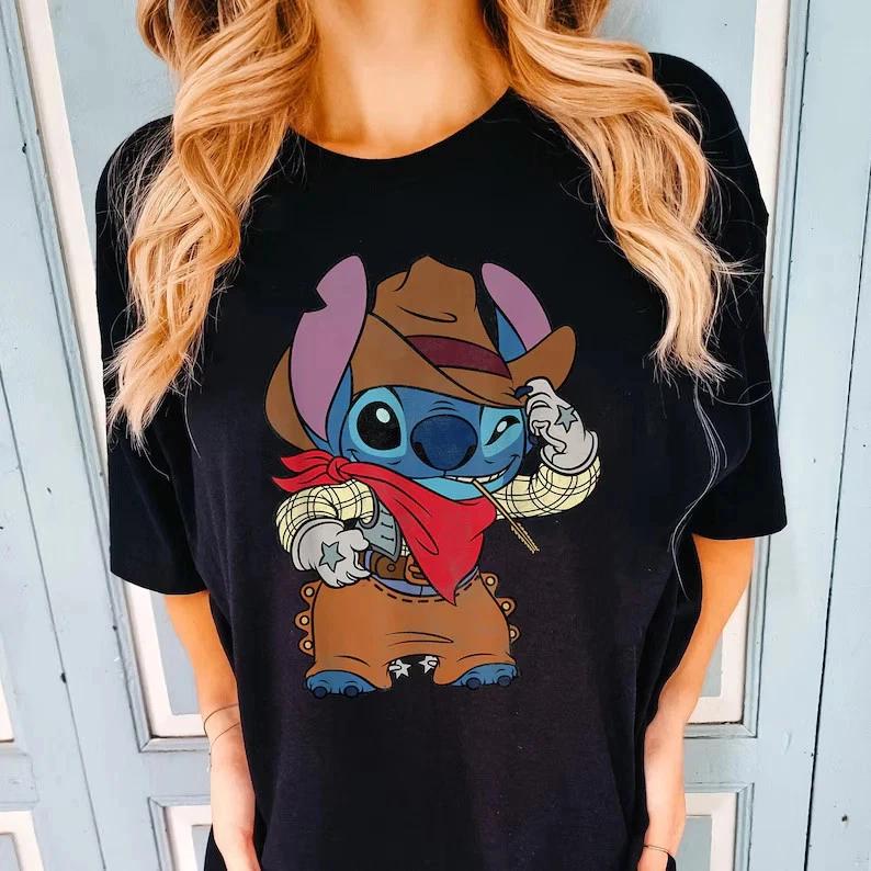 Stitch Cooy Costume Funny Black TShirt Size S4XL S