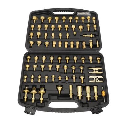 77pcs Automotive Air Conditioning Leak Test Kit Brass Ac Leak Detection Tools Connector Repair Kit for Car Auto AC