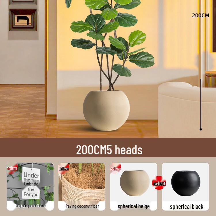 Large Potted Fiddle-Leaf Fig: Luxury Faux Green Plant for Living Room Decor