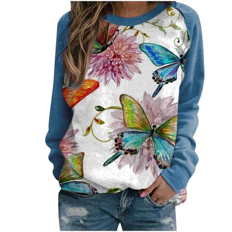Women's hoodie 3D digital printed round neck hoodie with shoulder inserts for autumn winter women's wear