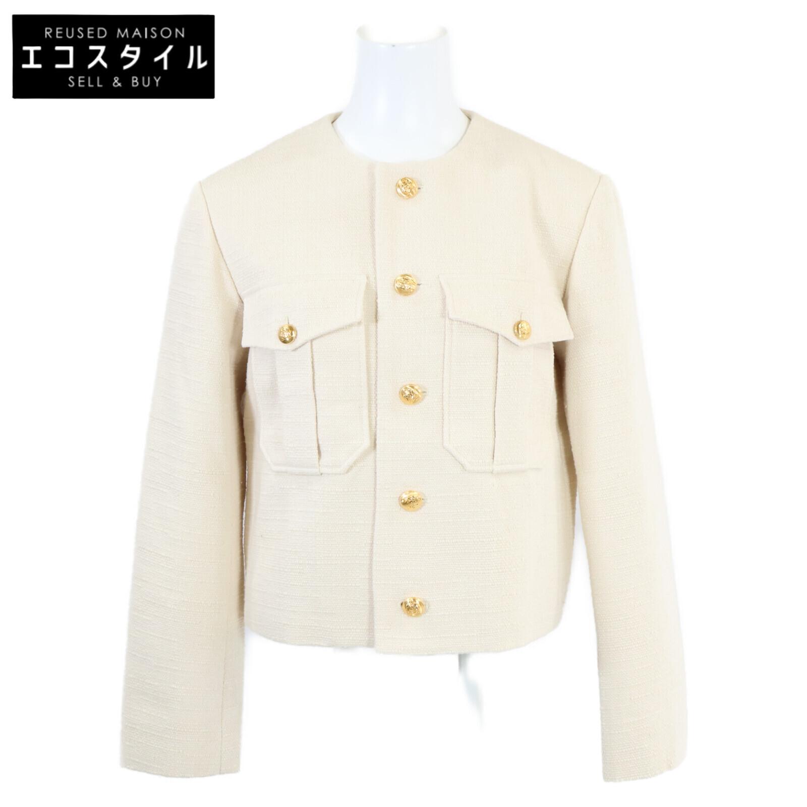 

CELINE Excellent condition, domestically authorized 2V57M410T cropped officer Jacket 36 IvoryUsed