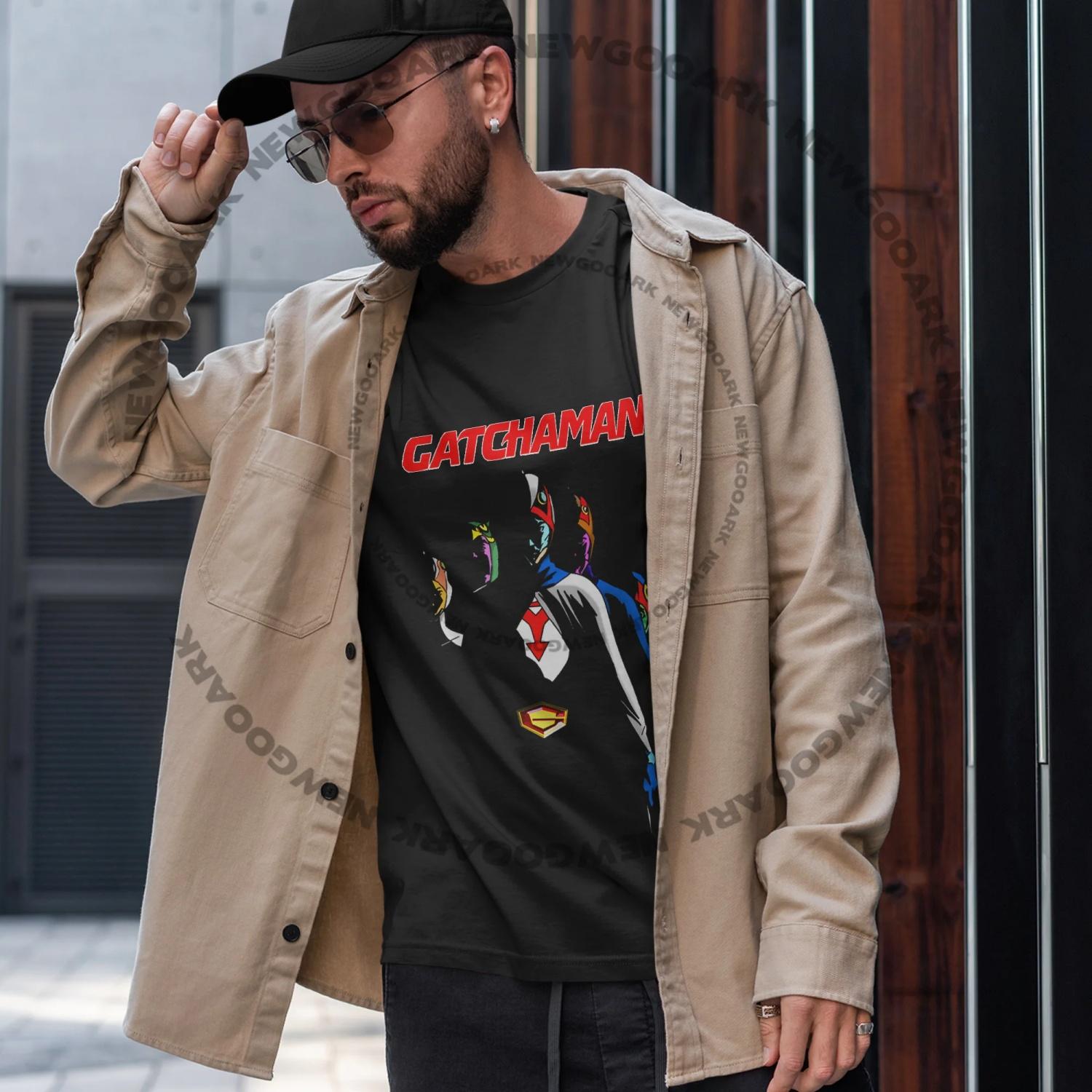 

Vintage Gatchaman t-shirt Condor Swan graphic Battle of the Planets cartoon round neck cotton Short Sleeve Unisex Clothing S чёрный