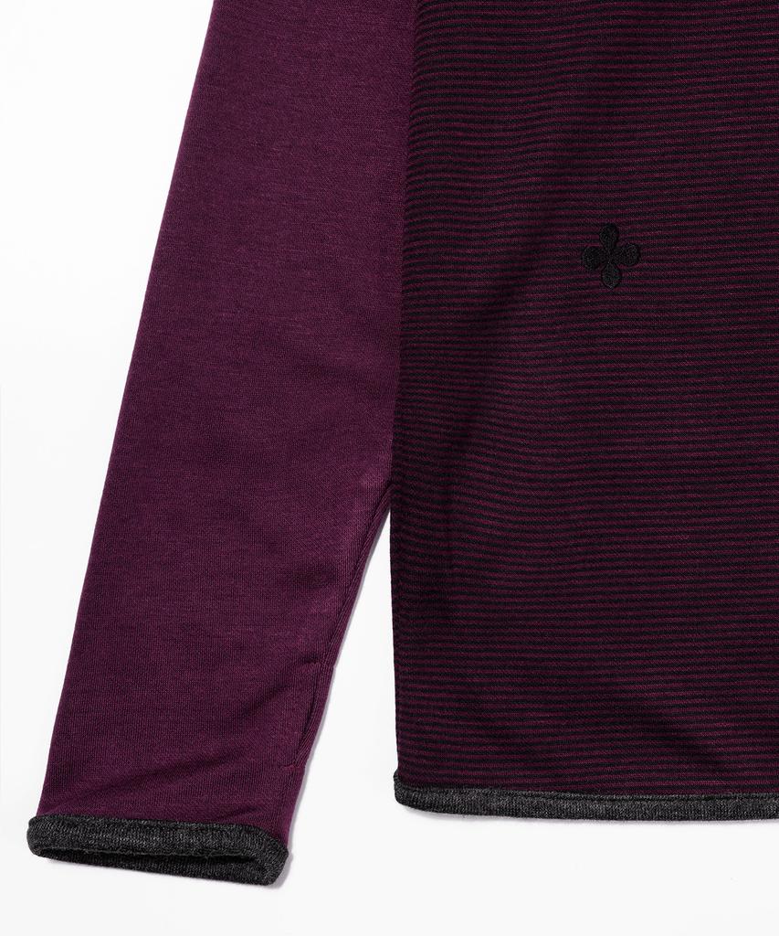 KAIFAI Panel Stripe Long Sleeve Hoodie (Purple) K26Qb223
