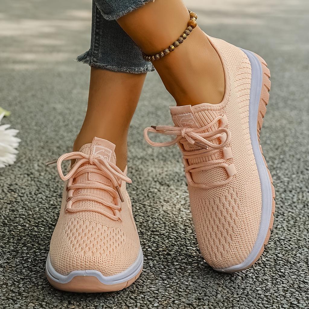 Women'S Casual Athletic Shoes - Breathable Mesh Thick Sole Sneakers, Lightweight Lace-Up Running Shoes, Comfortable