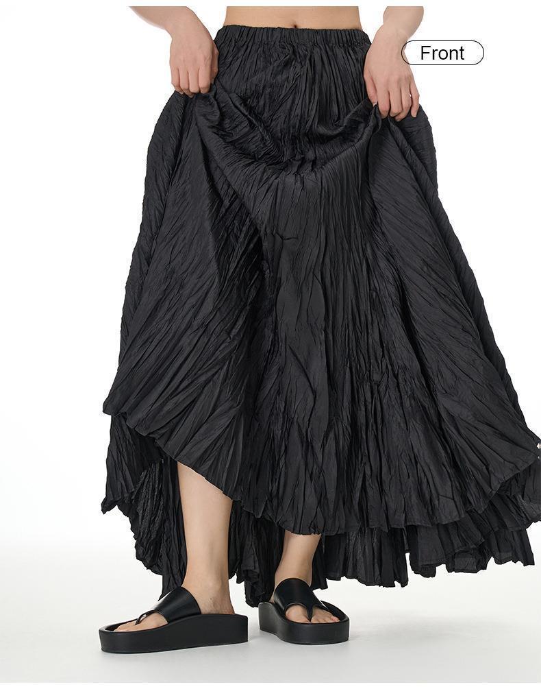 2024 Trendy European-American Minimalist Pleated Swing Skirt for Women - Autumn/Winter Collection