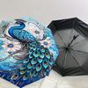 1PC Peacock Flowers Automatic Open/Close Umbrella Compact Folding Umbrella with 8-Rib Shaft lightweight esign, Highquality Fabric1215A
