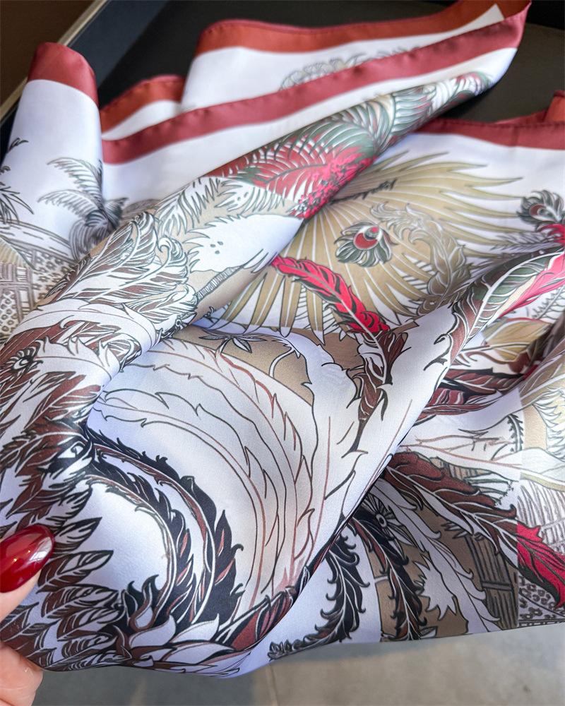 Woman FLoral Printed Silk Scarves Fashion Square Silk Scarf Bandanas For Women Luxury Hijab Neckerchief Elegant Shawl Wraps