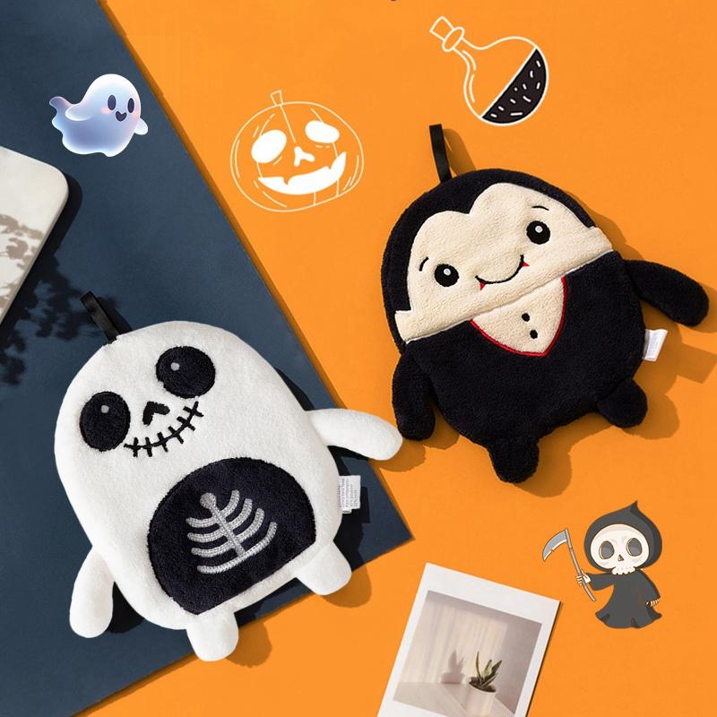 Halloween Decor Itemation Hand Towel Thicken Coral Fleece Towel Hanging Handkerchief For Kitchen Bathroom Accessories