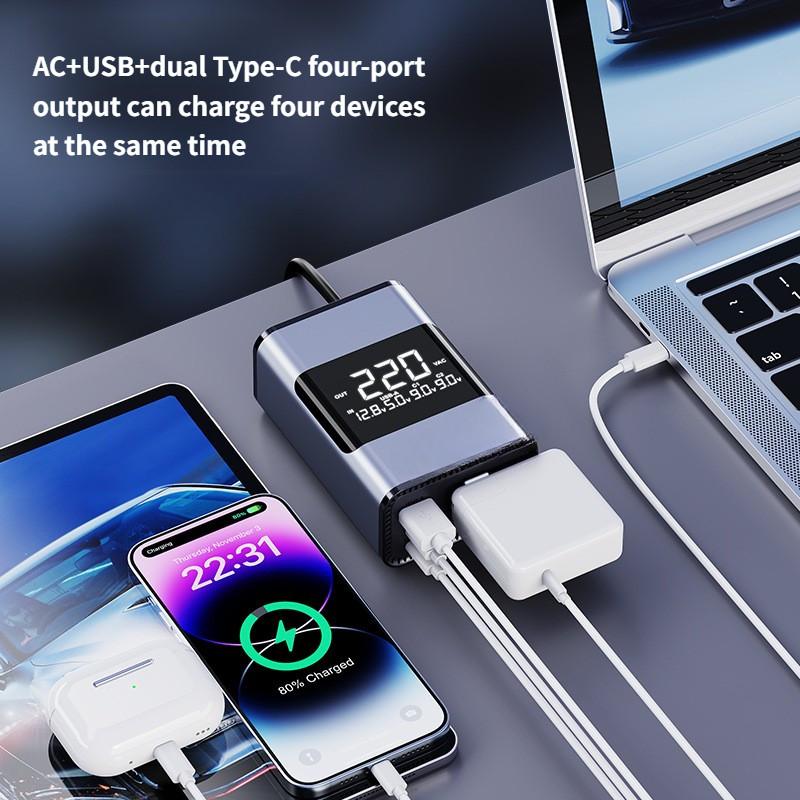 200W Large Screen Digital Display Inverter Power Supply Small Portable Car Inverter Multifunctional Car Socket