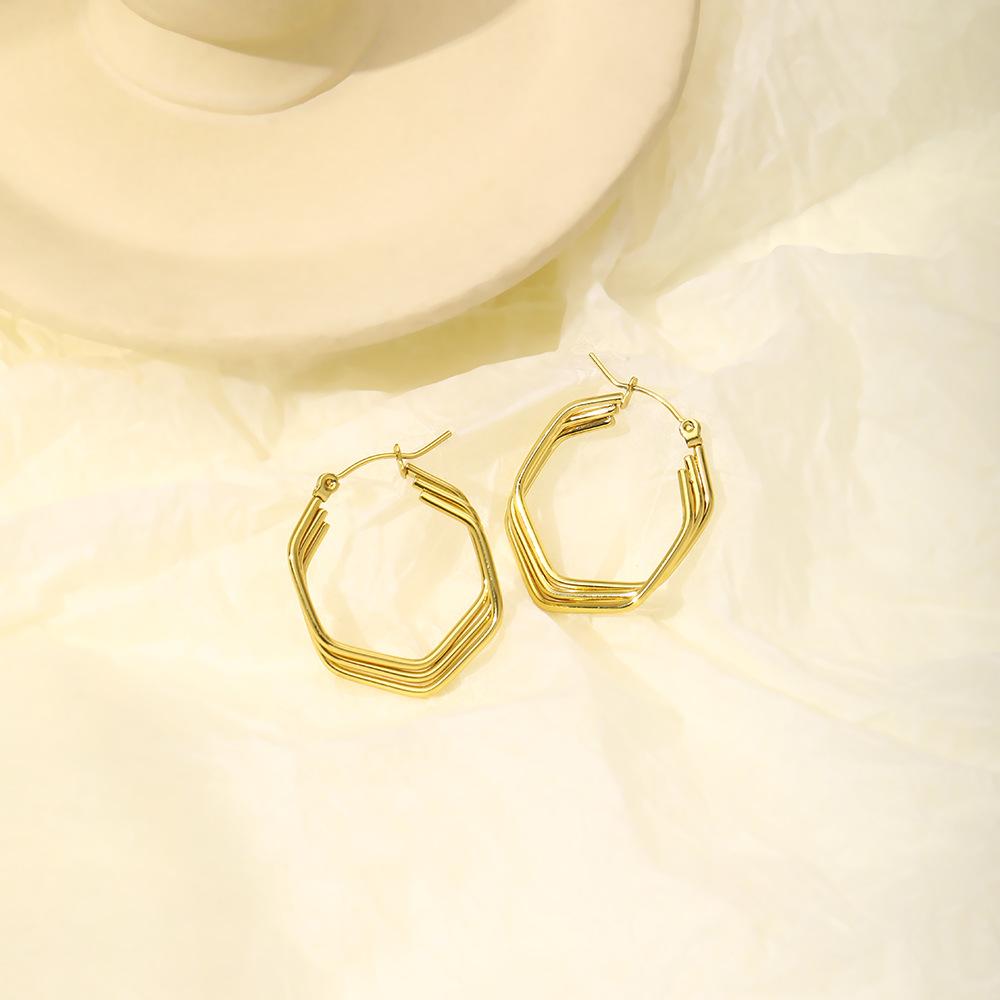 Fashion Personality Stainless Steel Stud Earrings High Light Luxury Square Geometric Earrings Femininity Niche Earrings
