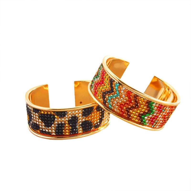 Creative Gradual Change Color Full Diamond Bright Open Bracelet Women Light Luxury Personality Advanced Sense Bracelet
