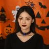 Ruffles Hairband Necklace Set Black Spider Web Hairband Funny Halloween Headband  Ladies