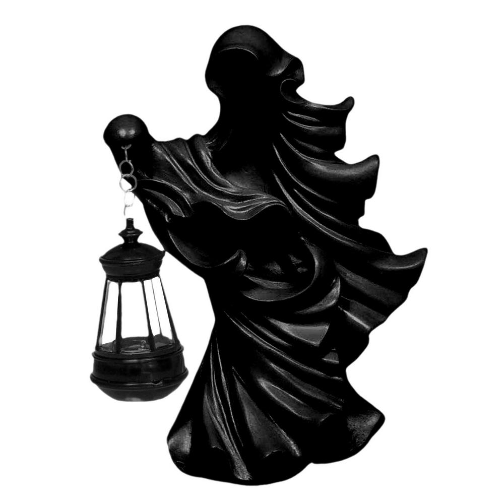 

Halloween Outdoor LED Light The Ghost Looking For Light Hell Messenger Witch With Lantern Lamp Resin Ghost Sculpture Decoration