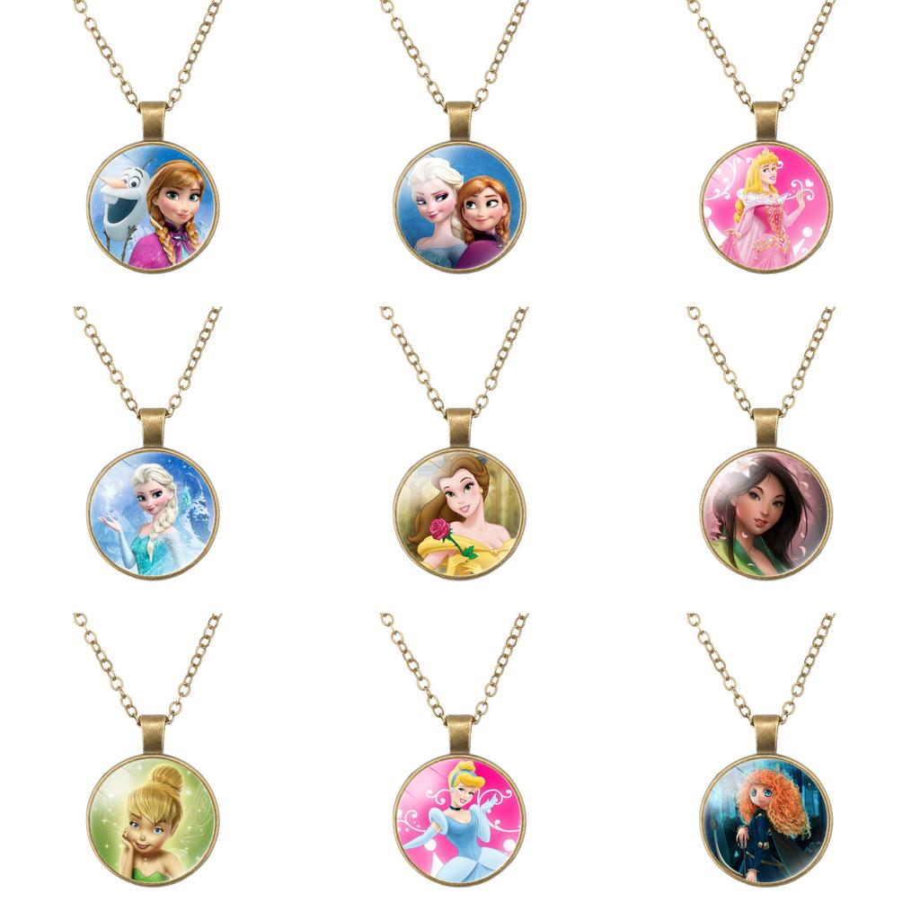 Charming Ariel Little Mermaid Time Gemstone Pendant Necklace Cartoon Princess Jewelry